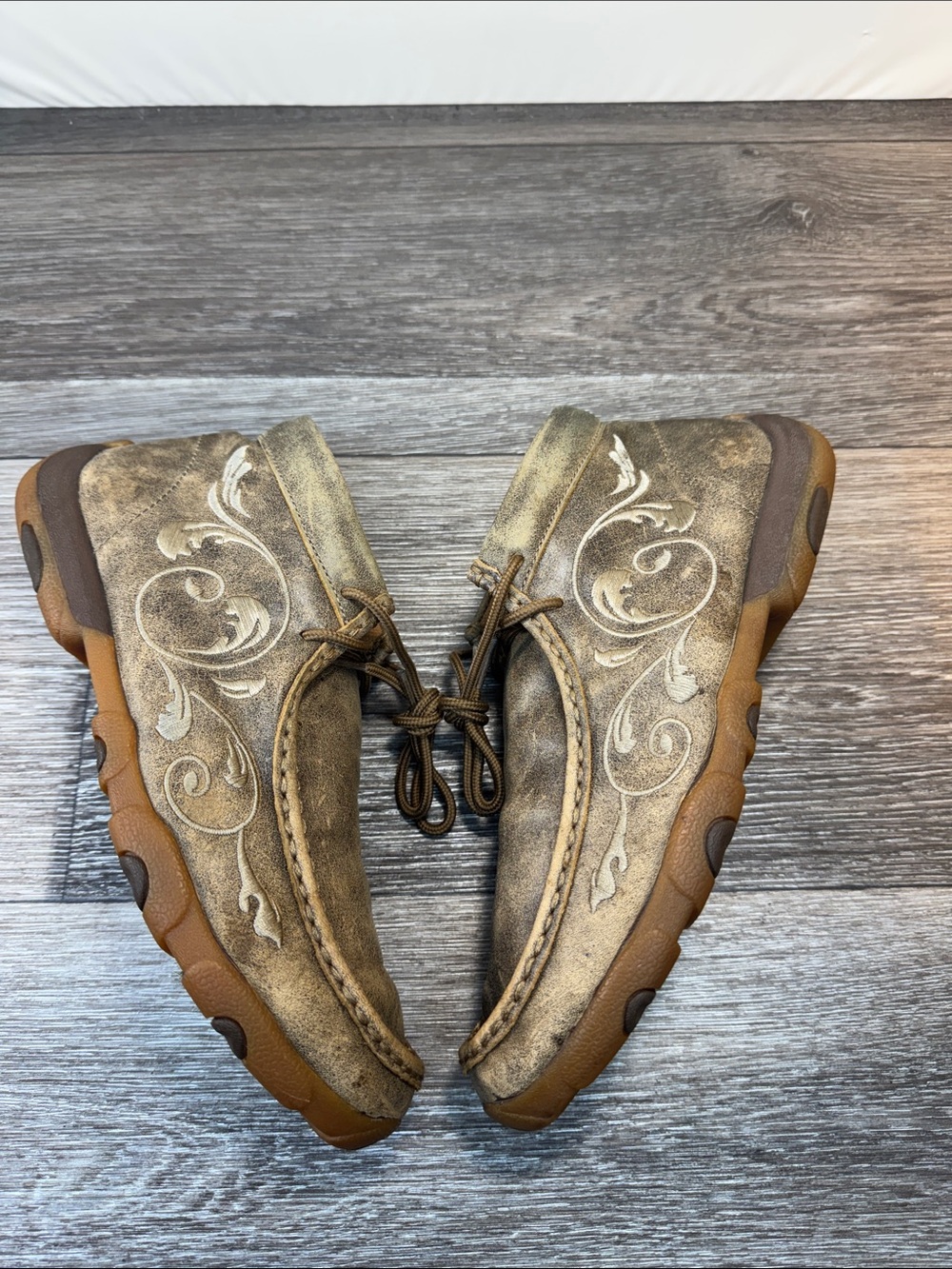 Twisted X Women's Distressed Brown Ankle Slip-On Booties SZ 10 (h177)
